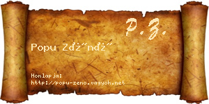 Popu Zénó névjegykártya